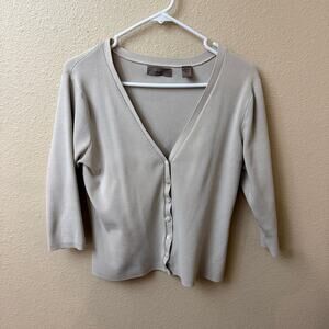 i.e. silk blend cardigan knit sweater quiet luxury minimalist capsule staple M